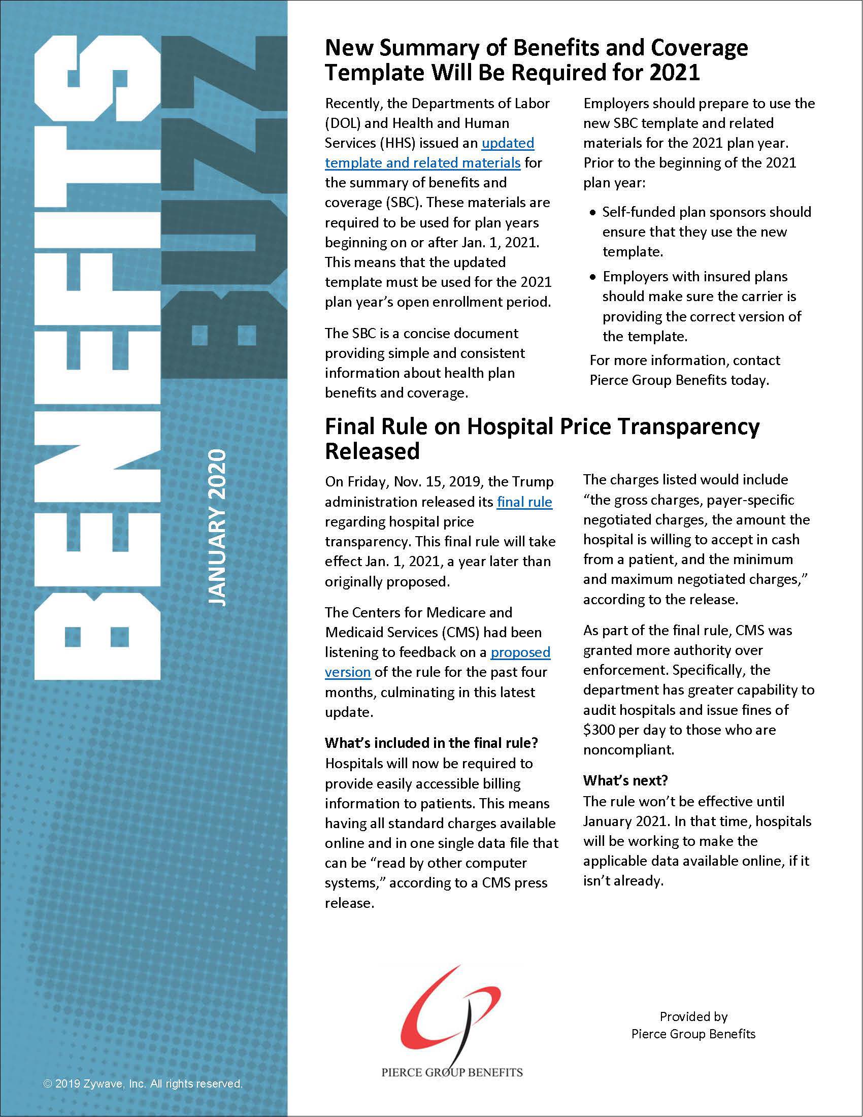 Benefits Newsletter – January 2020 – Pierce Group Benefits